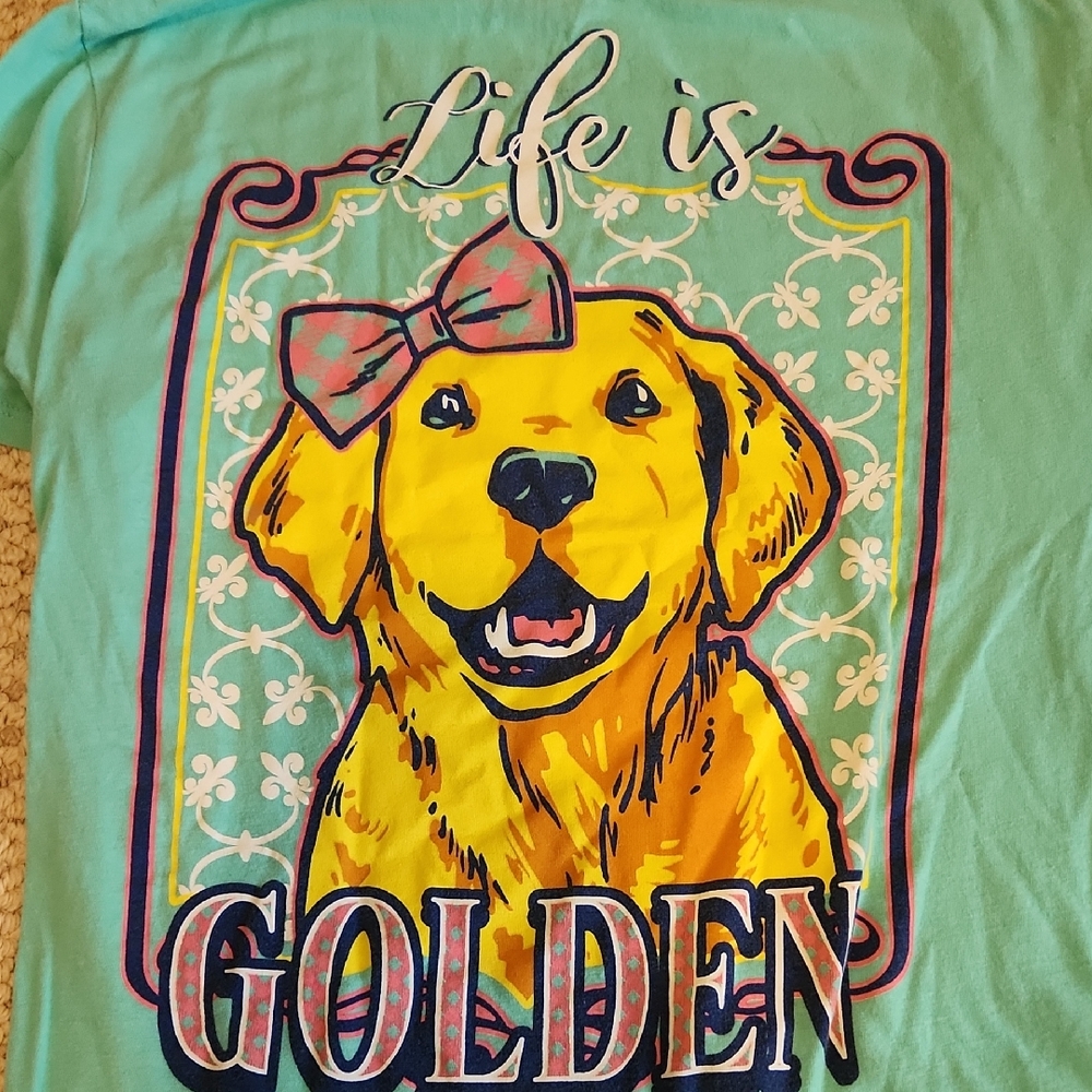 Life is Golden Dog Graphic Tee - Aqua